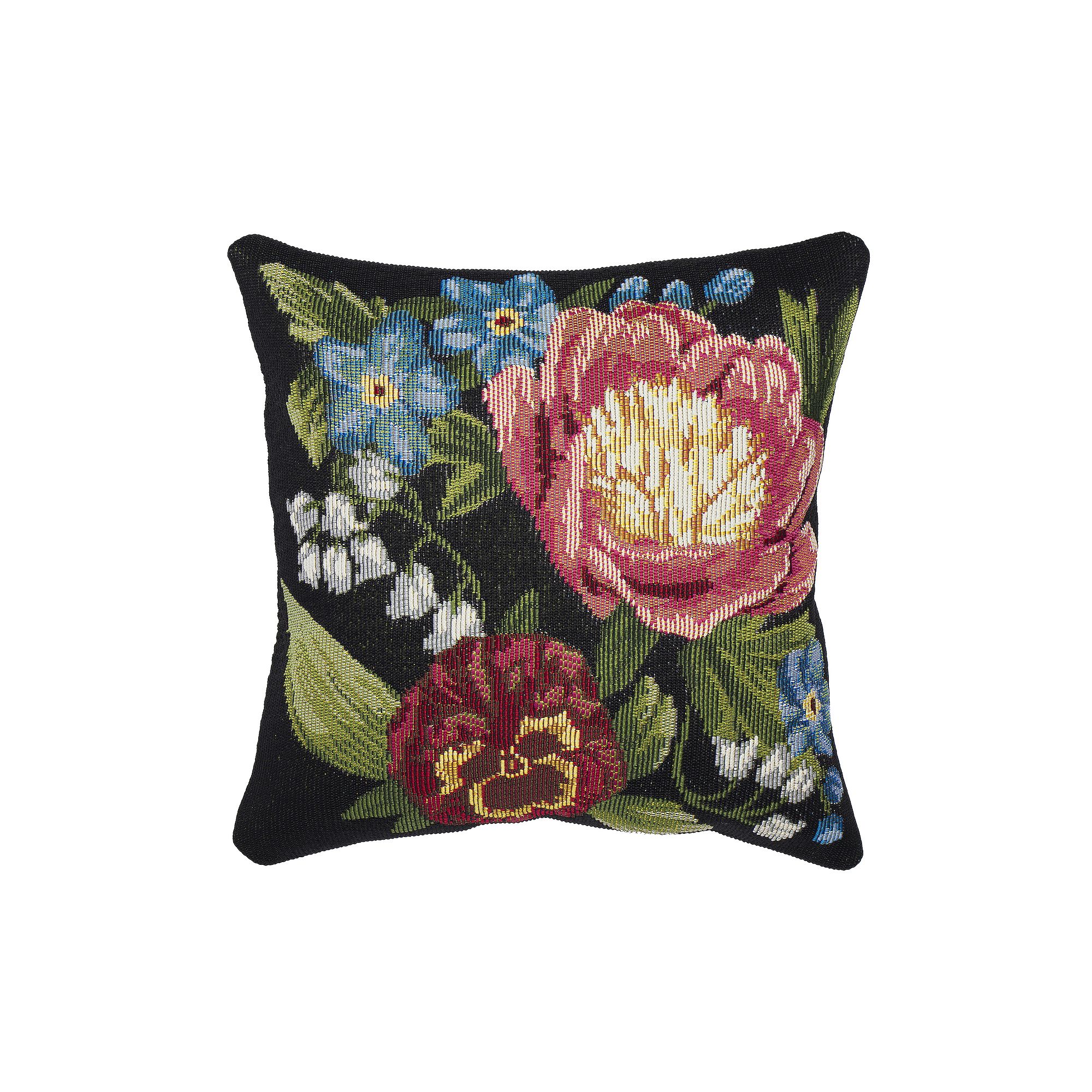 Liora Manne Marina Secret Garden Indoor/Outdoor Pillow, Black