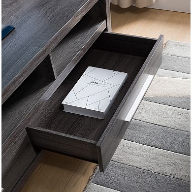 FC Design 60"W Mid-Century Modern TV Stand with Two Drawers and Three Shelves