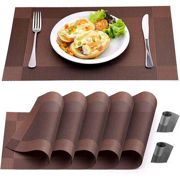 Zulay Kitchen Vinyl Woven Placemats Set of 6