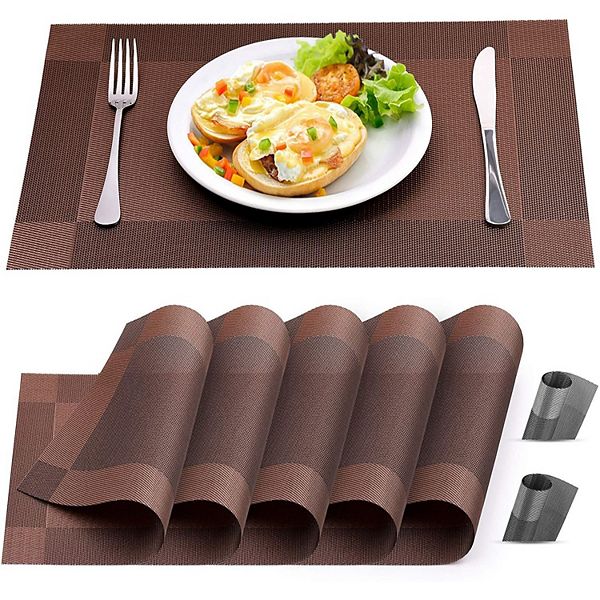 Zulay Kitchen Vinyl Woven Placemats - Set of 6