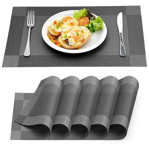 Zulay Kitchen Vinyl Woven Placemats - Set of 6