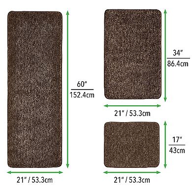 mDesign Non-Slip Microfiber Polyester Heathered Rugs, Set of 3