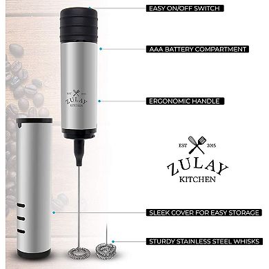 Zulay Kitchen Travel Milk Frother with Protective Cover