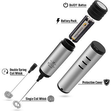Zulay Kitchen Travel Milk Frother with Protective Cover