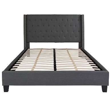 Merrick Lane Chenoa Upholstered Platform Bed with Button Tufted Headboard