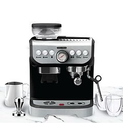 Zulay Kitchen Magia Manual Espresso Machine with Grinder and Milk Frother  Latte Cappuccino Machine 