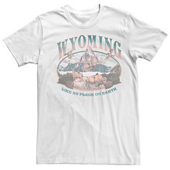 Men's Wyoming Like No Place On Earth Mountain Scene Tee