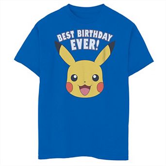 Boys 8-20 Pokemon Best Birthday Ever Pikachu Face Graphic Tee