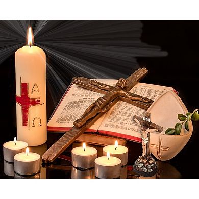 3x Easter Religious Statues Jesus Cross Crucifix Figurines Holy Catholic Crosses