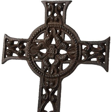 Wrought Iron Celtic Cross For Wall Decor, Easter Iron Cross- 11.5x7.7x0.5 Inch