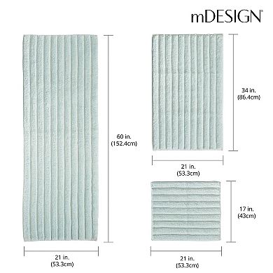 mDesign Cotton Spa Mat Rug for Bathroom, Varied Sizes, Set of 3 - Water Blue