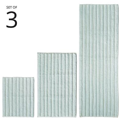 mDesign Cotton Spa Mat Rug for Bathroom, Varied Sizes, Set of 3 - Water Blue