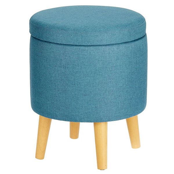 mDesign Small Round Storage Ottoman Footrest Chair with Wood Legs