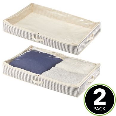mDesign Fabric Under Bed Storage Organizer Bag, Zippered Lid, 2 Pack
