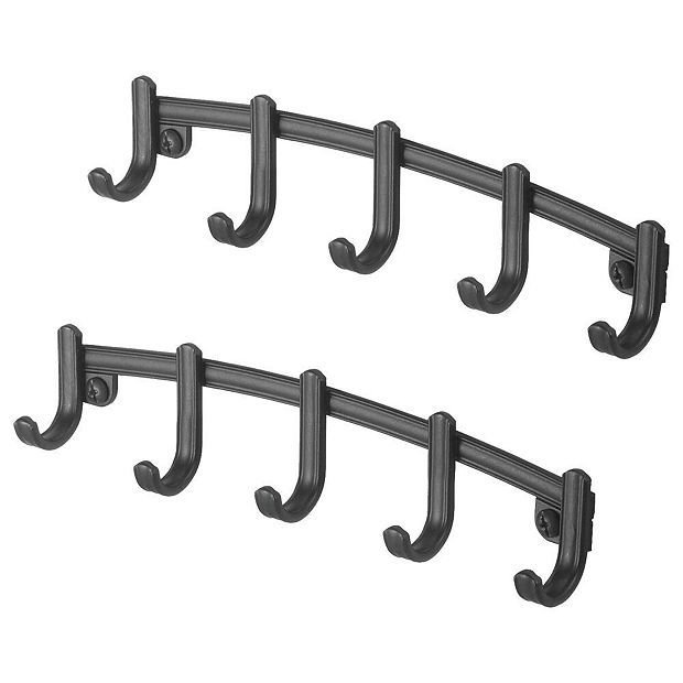 mDesign Small Wall Mount Key Ring Holder Hook Rack with 5 Metal Hooks for  Entryway, Mudroom