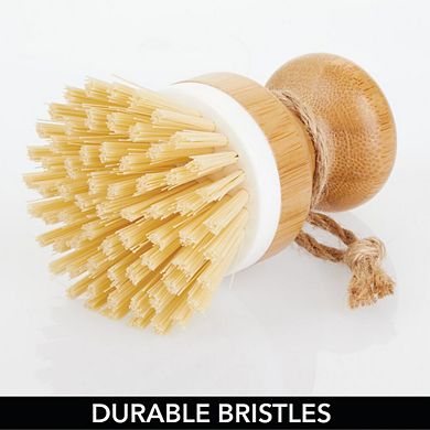 mDesign Wood Mini Kitchen Palm Dish Scrubber Brush, 2 Pack