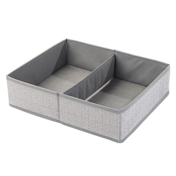 mDesign Fabric Dresser Drawer/Closet Storage, 2 Section Tray, 2 Pack