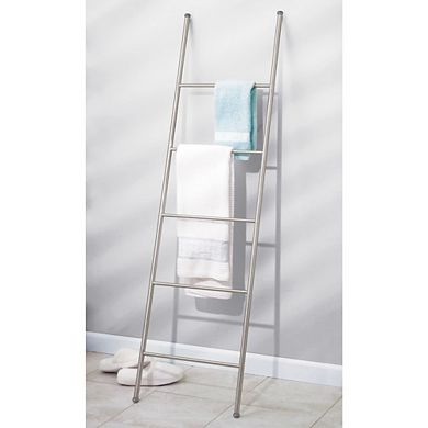 mDesign Metal Free Standing Bath Towel Ladder Storage Organization