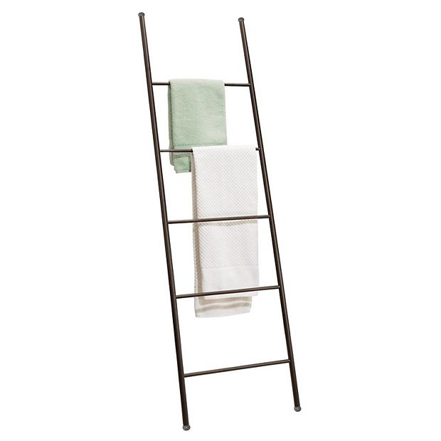 mDesign Metal Free Standing Bath Towel Ladder Storage Organization