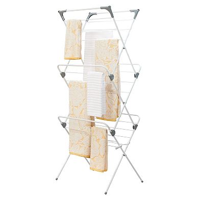 mDesign Tall Metal Foldable Laundry Clothes Drying Rack Hanger Stand