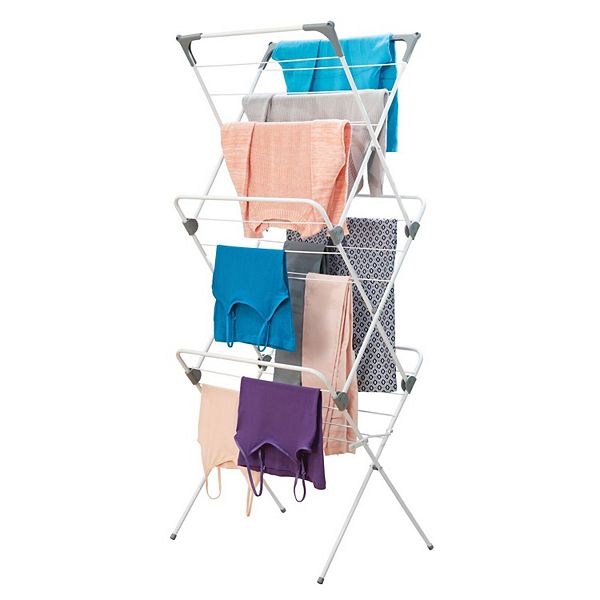 mDesign Tall Metal Foldable Laundry Clothes Drying Rack Hanger Stand
