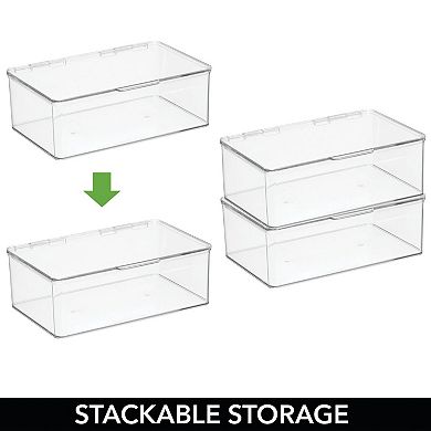 mDesign Plastic Playroom/Gaming Storage Organizer Box, Hinge Lid, 8 Pack