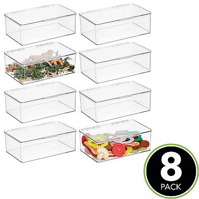 mDesign Plastic Playroom/Gaming Storage Organizer Box, Hinge Lid, 8 Pack