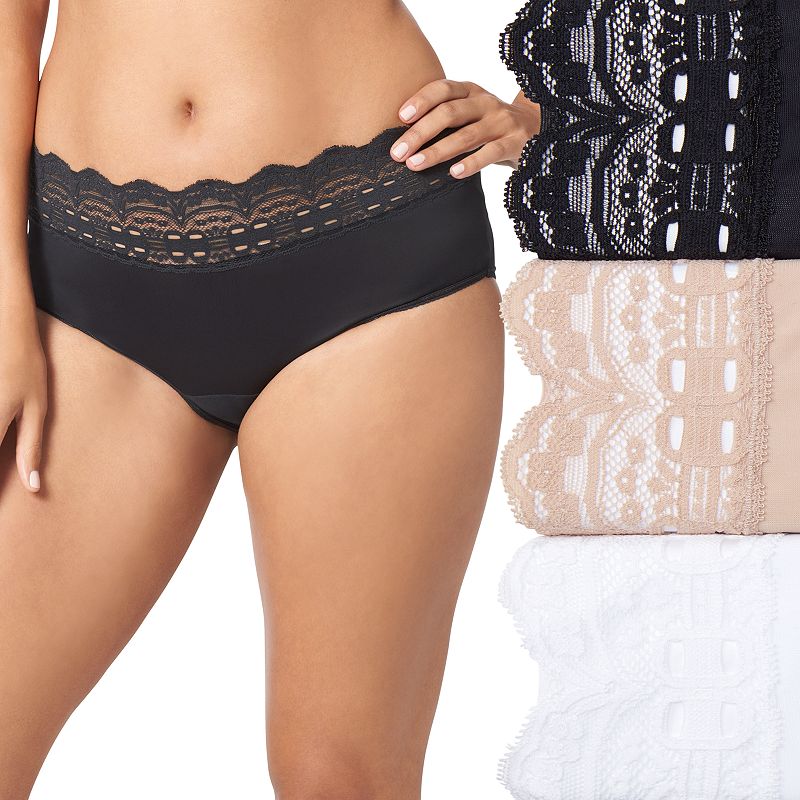 Women's Olga® by Warner's® 3-pack Secret Hug Hipster Panty Set 0913J3, Size: 10, Basic Asst