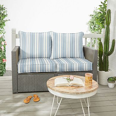 Sorra Home Wellfleet Sea Indoor/Outdoor Deep Seating Loveseat Pillow and Cushion Set