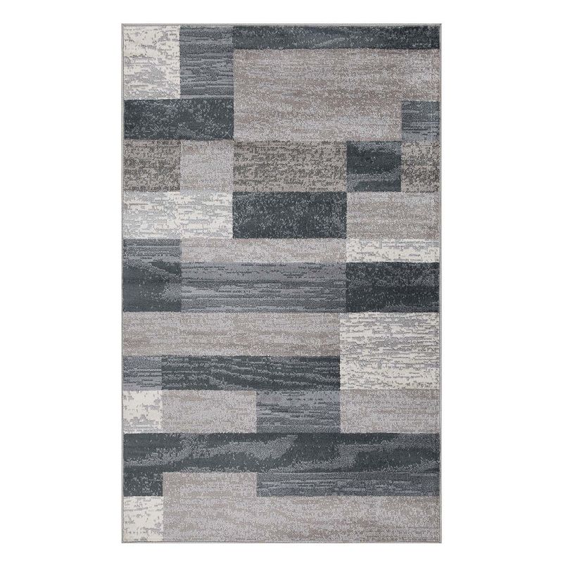 SUPERIOR Rockwood Contemporary Geometric Patchwork Area Rug, Brown, 8X10 Ft