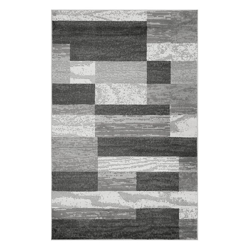 Superior Rockwood Rustic Distressed Geometric Patchwork Indoor Charcoal Area Rug