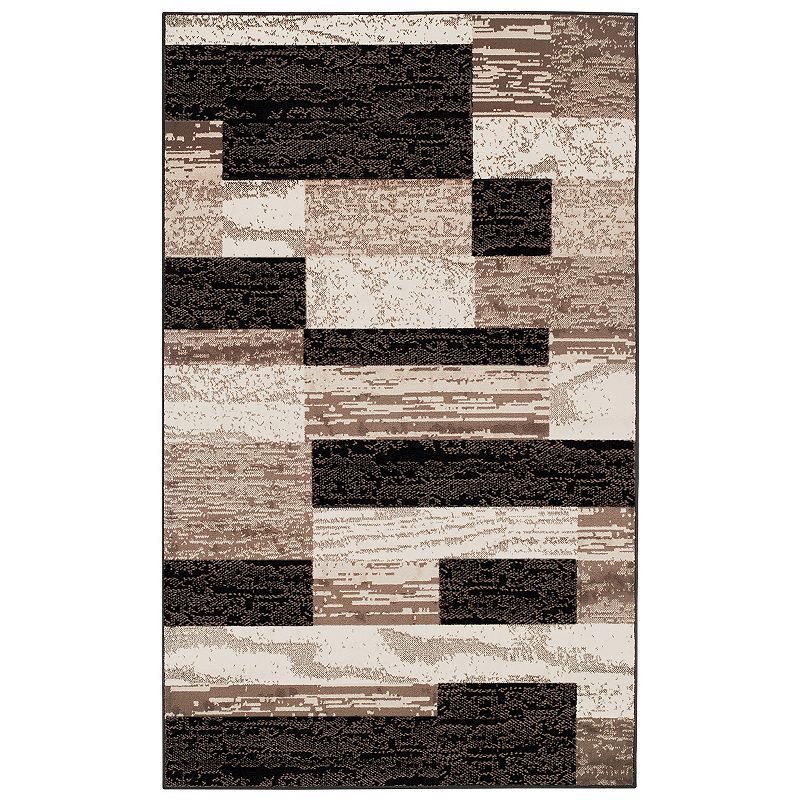SUPERIOR Rockwood Contemporary Geometric Patchwork Area Rug, Brown, 8X10 Ft