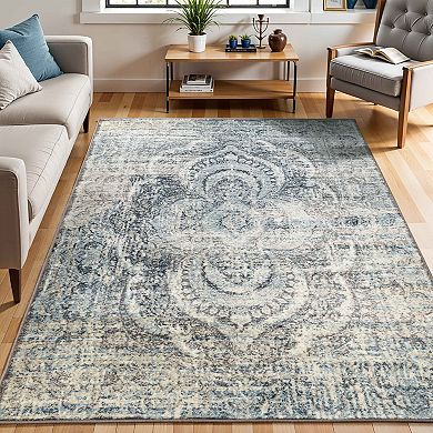 SUPERIOR Salford Contemporary Floral Medallion Indoor Area Rug