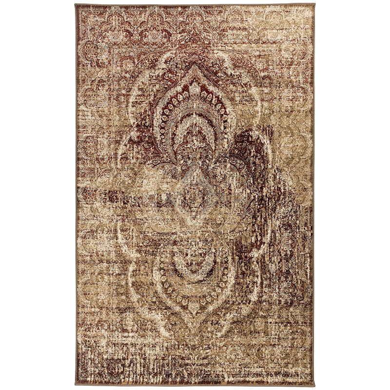 SUPERIOR Salford Contemporary Floral Medallion Indoor Area Rug, Red, 5X8 Ft
