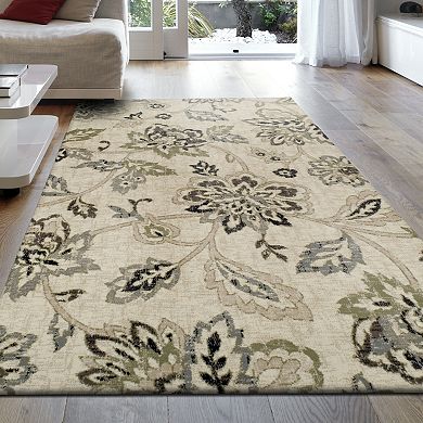 SUPERIOR Jacobean Floral Modern Farmhouse Indoor Area Rug