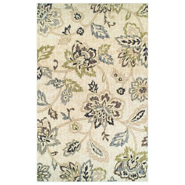 SUPERIOR Jacobean Floral Modern Farmhouse Indoor Area Rug - Beige (2.5X10 FT)