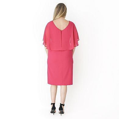 Women's Connected Apparel Caped Midi Dress