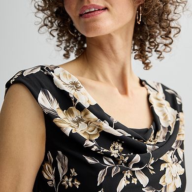 Women's Connected Apparel Draped Floral Midi Dress
