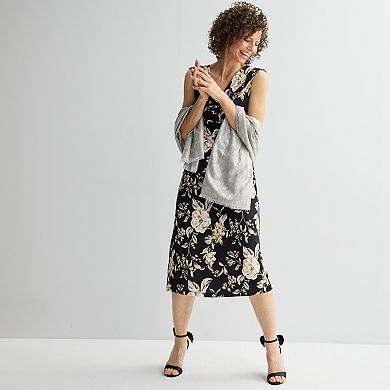 Women's Connected Apparel Draped Floral Midi Dress