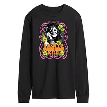 Men's Janis Joplin Flowers Long Sleeve Tee