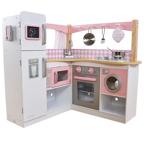 Kidkraft Grand Gourmet Corner Kitchen With Dishwasher Oven, Kidkraft Wooden Kitchen Pink