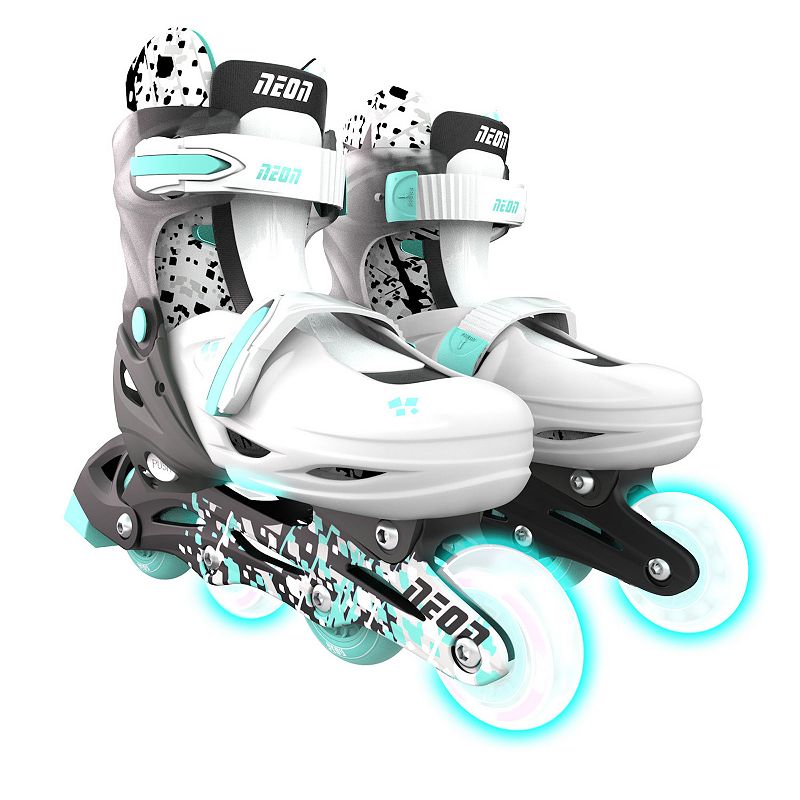 Neon Kids Inline Skates with Light Up Wheels, Grey, S (12-2)