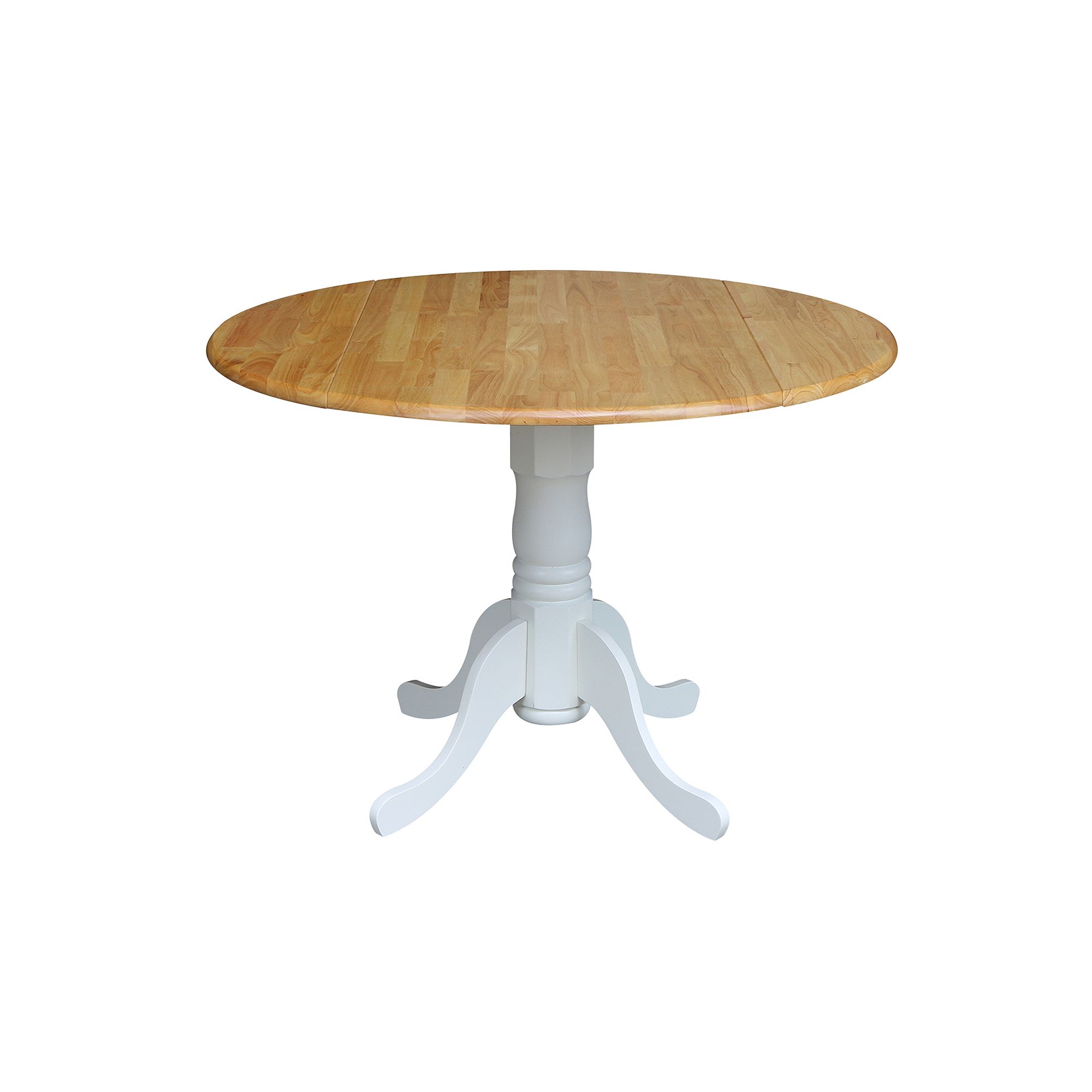 Round Drop Leaf Table, White Natural