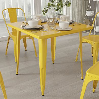 Merrick Lane Indoor/Outdoor Metal Dining Table with 31.5" Square Top