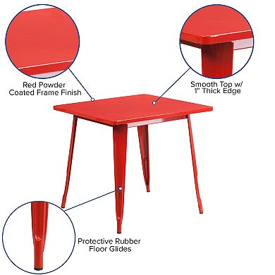Merrick Lane Indoor/Outdoor Metal Dining Table with 31.5" Square Top