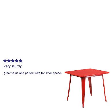 Merrick Lane Indoor/Outdoor Metal Dining Table with 31.5" Square Top