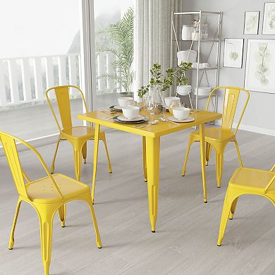 Merrick Lane Indoor/Outdoor Metal Dining Table with 31.5" Square Top