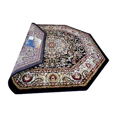 Masada Rugs Masada Rugs Bellagio Collection 4'x4' Traditional Octagon Area Rug in Black - Design B401