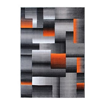 Masada Rugs Masada Rugs Trendz Collection 6'x9' Modern Contemporary Area Rug in Orange, Gray and Black-Design Trz861