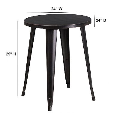 Merrick Lane Calgary 24" Round Metal Table for Indoor and Outdoor Use in Green